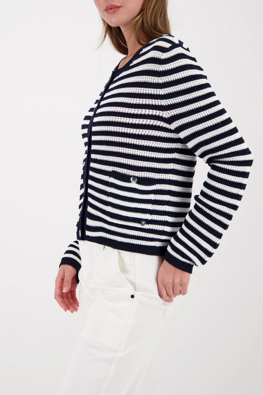 Striped Cardigan Jacket Navy