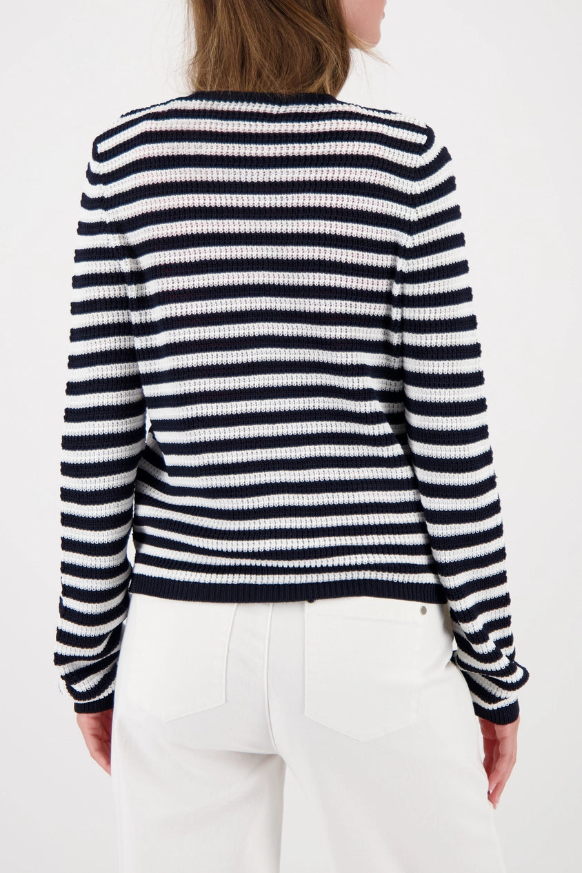 Striped Cardigan Jacket Navy