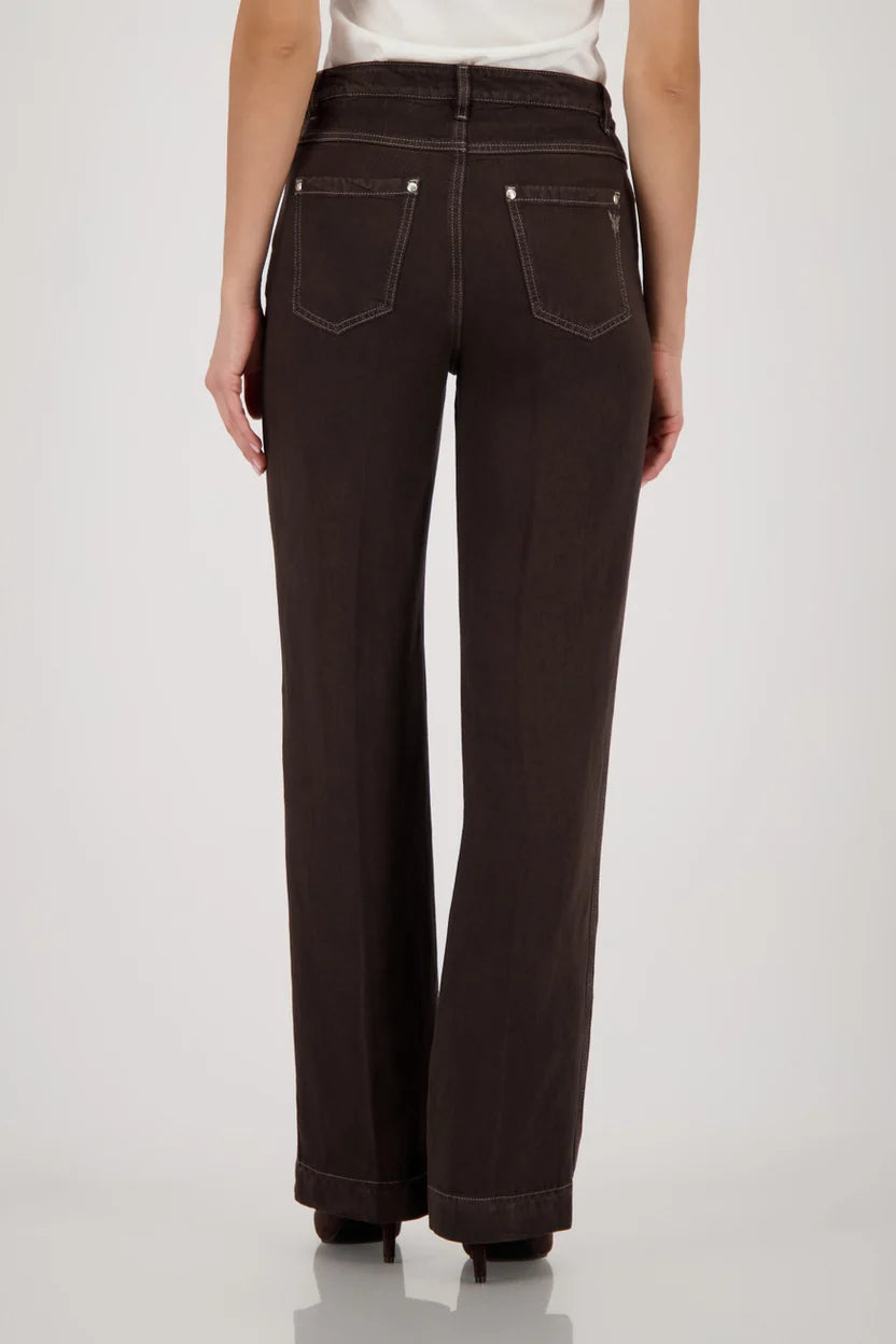 Contrast Seam Pants Brown