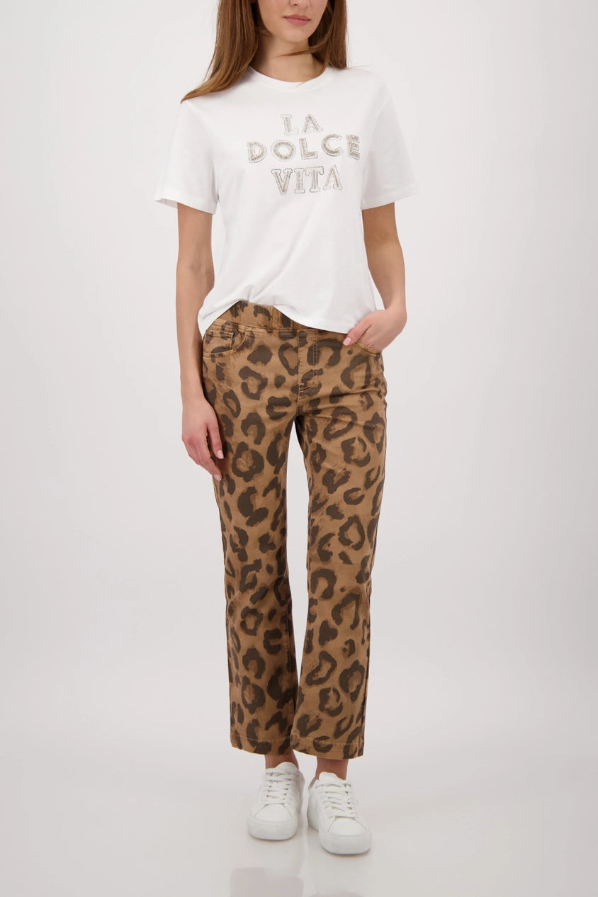 All-Over Leopard Print Pants Brown