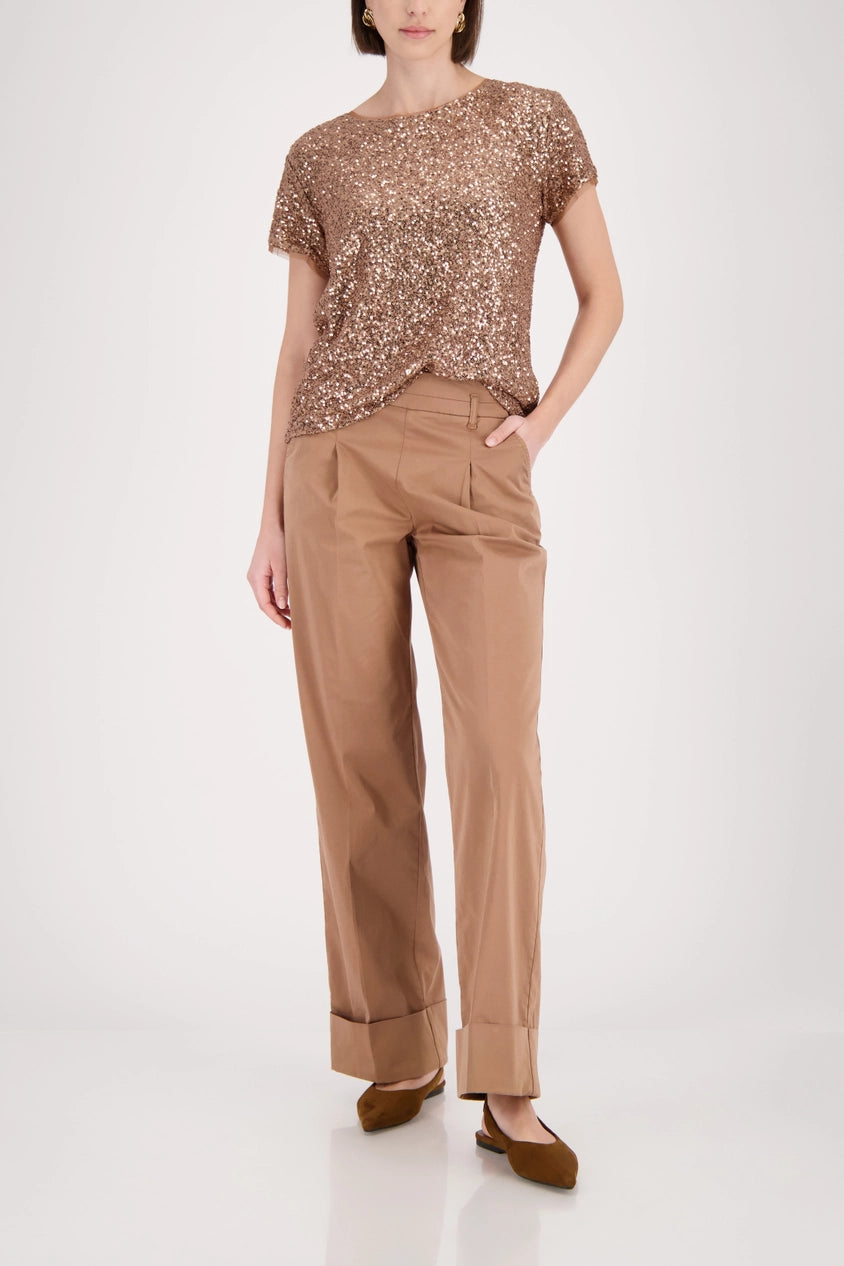All-Over Sequin T-Shirt Mocca