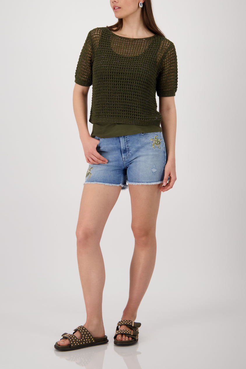 Shiny Ribbon Sweater Olive