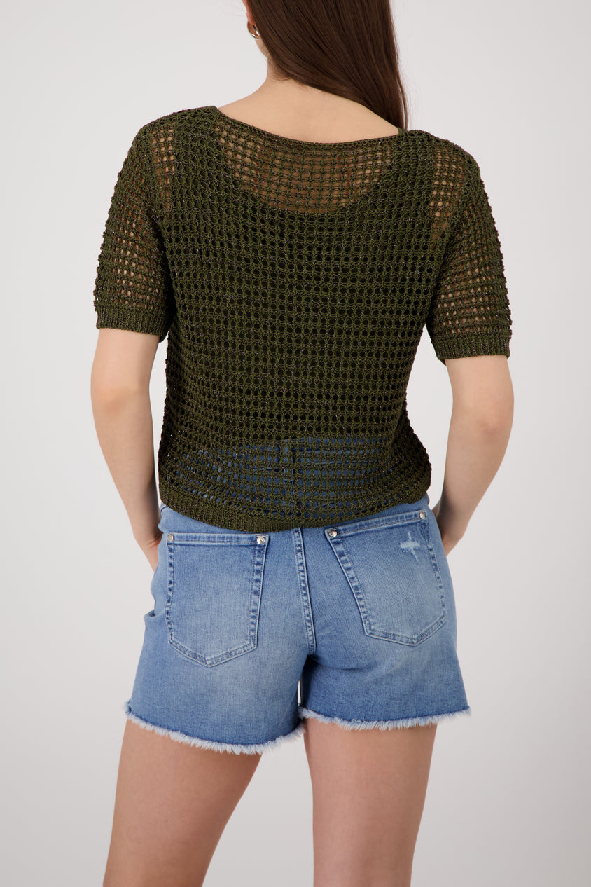 Shiny Ribbon Sweater Olive
