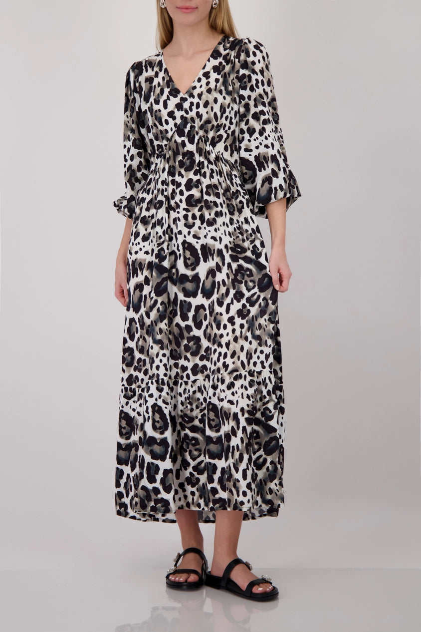 All-Over Leo Print Dress Coffee