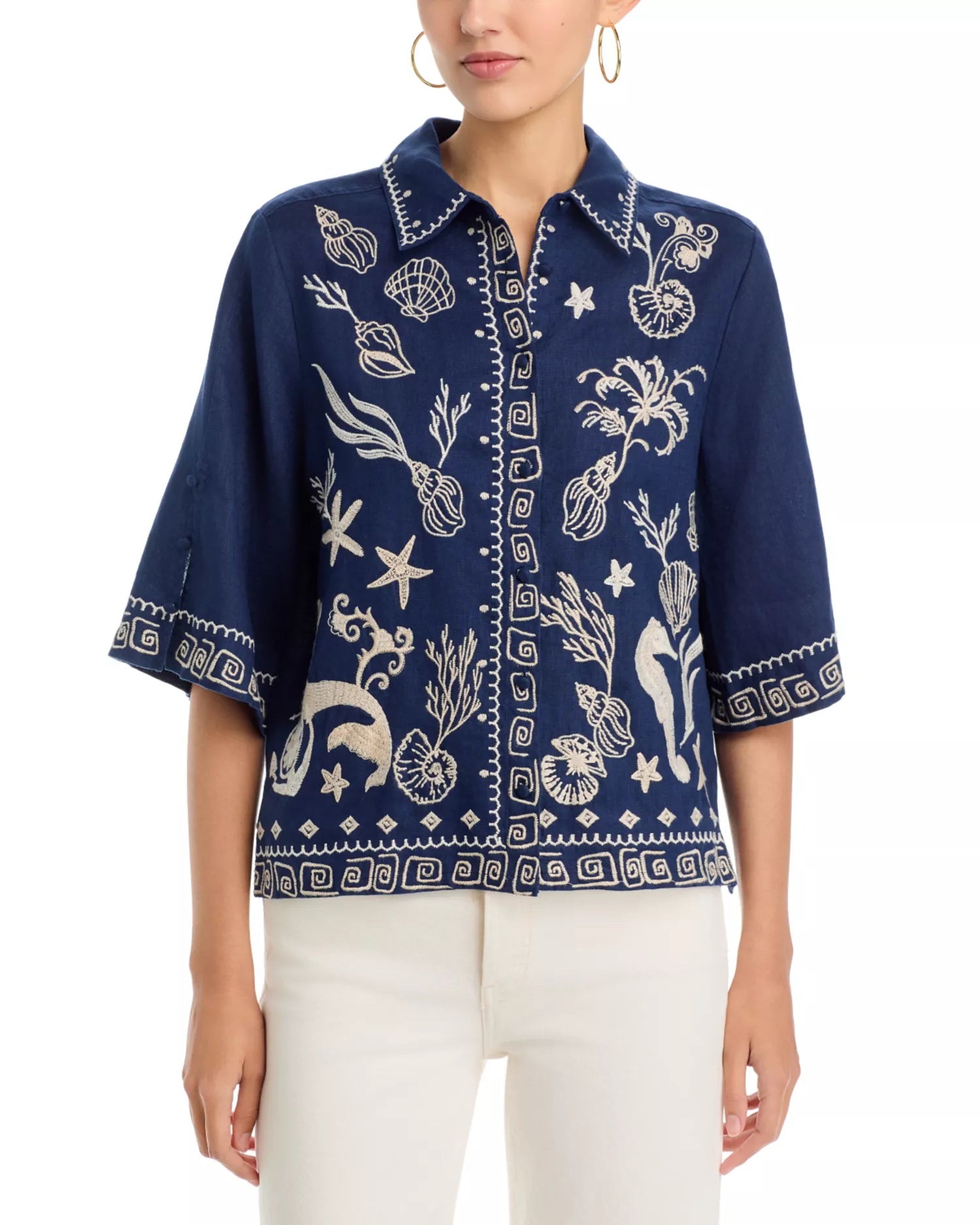 Relaxed Kimono Sleeve Shirt Meri Blue Night