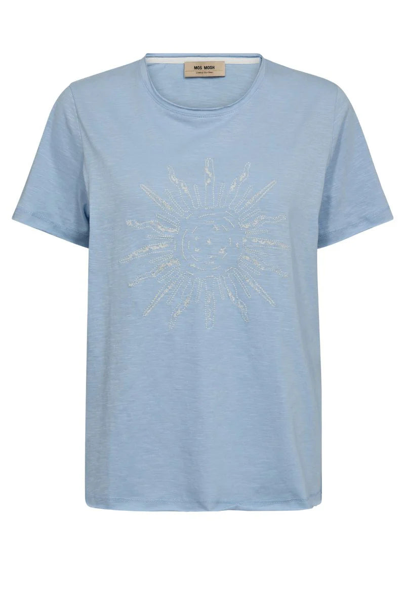 Loren O-SS Embroidery Tee Cashmere Blue