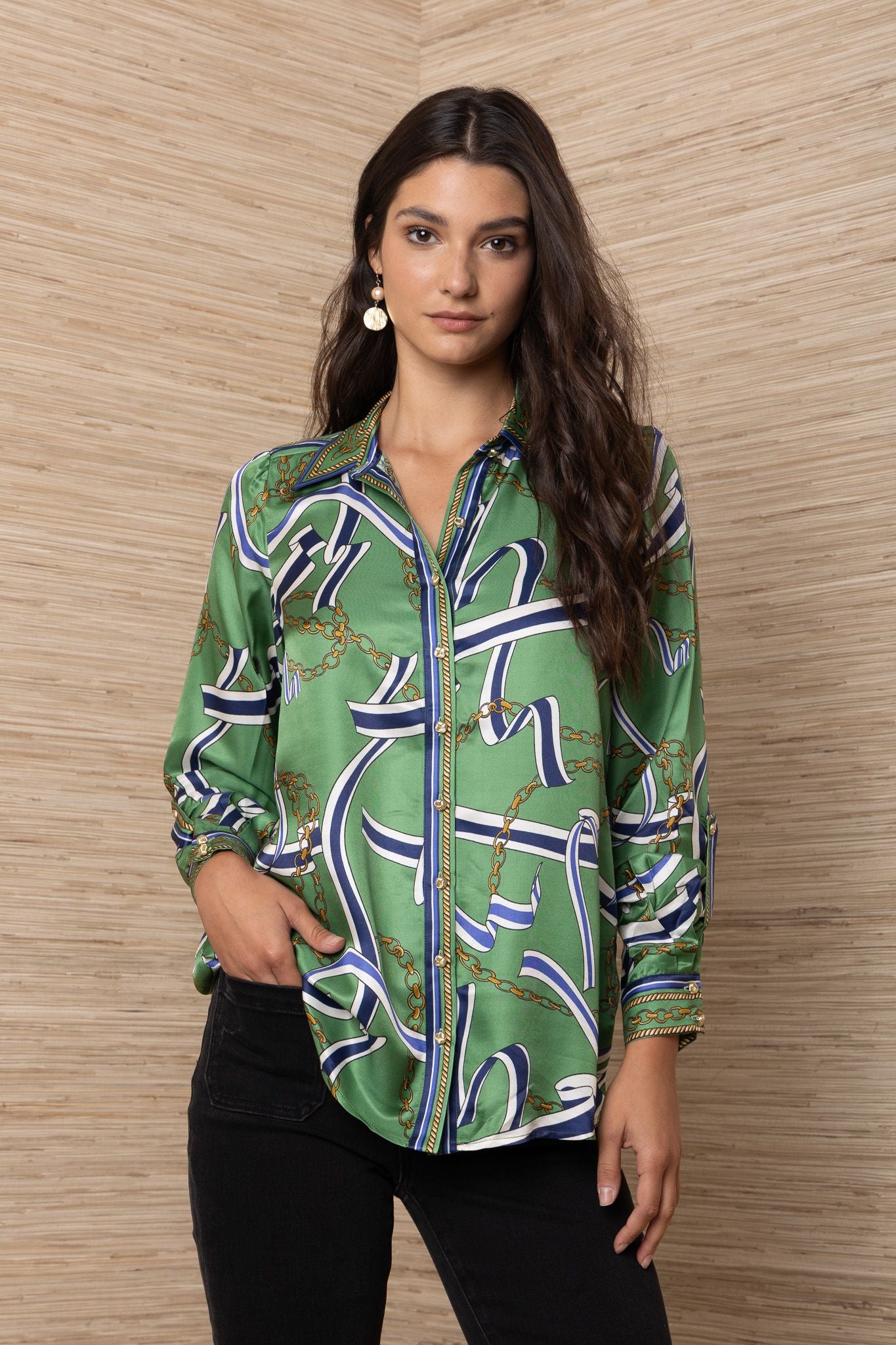 Wilhelmina Long Sleeve Button Up Top