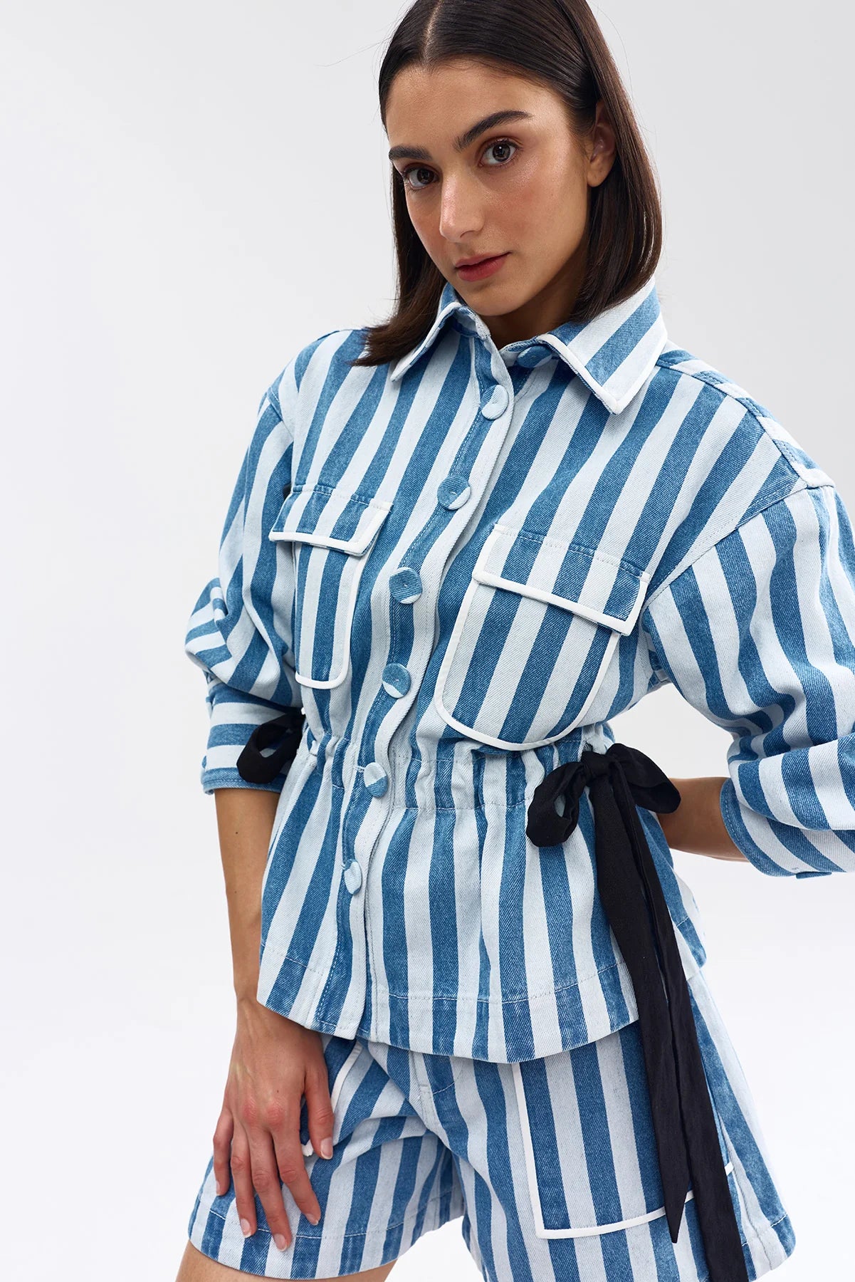 Darcey Jacket Powder Denim Stripe