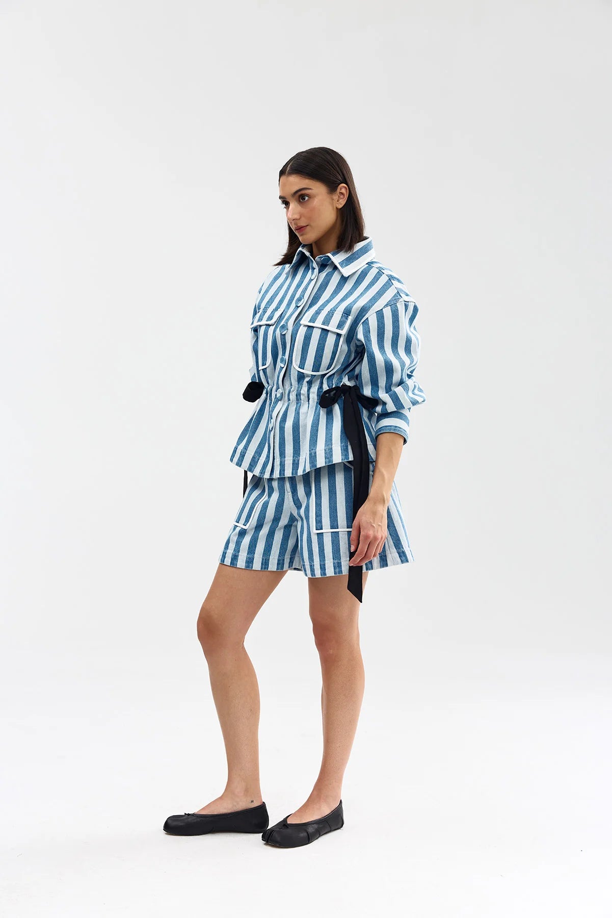 Darcey Jacket Powder Denim Stripe