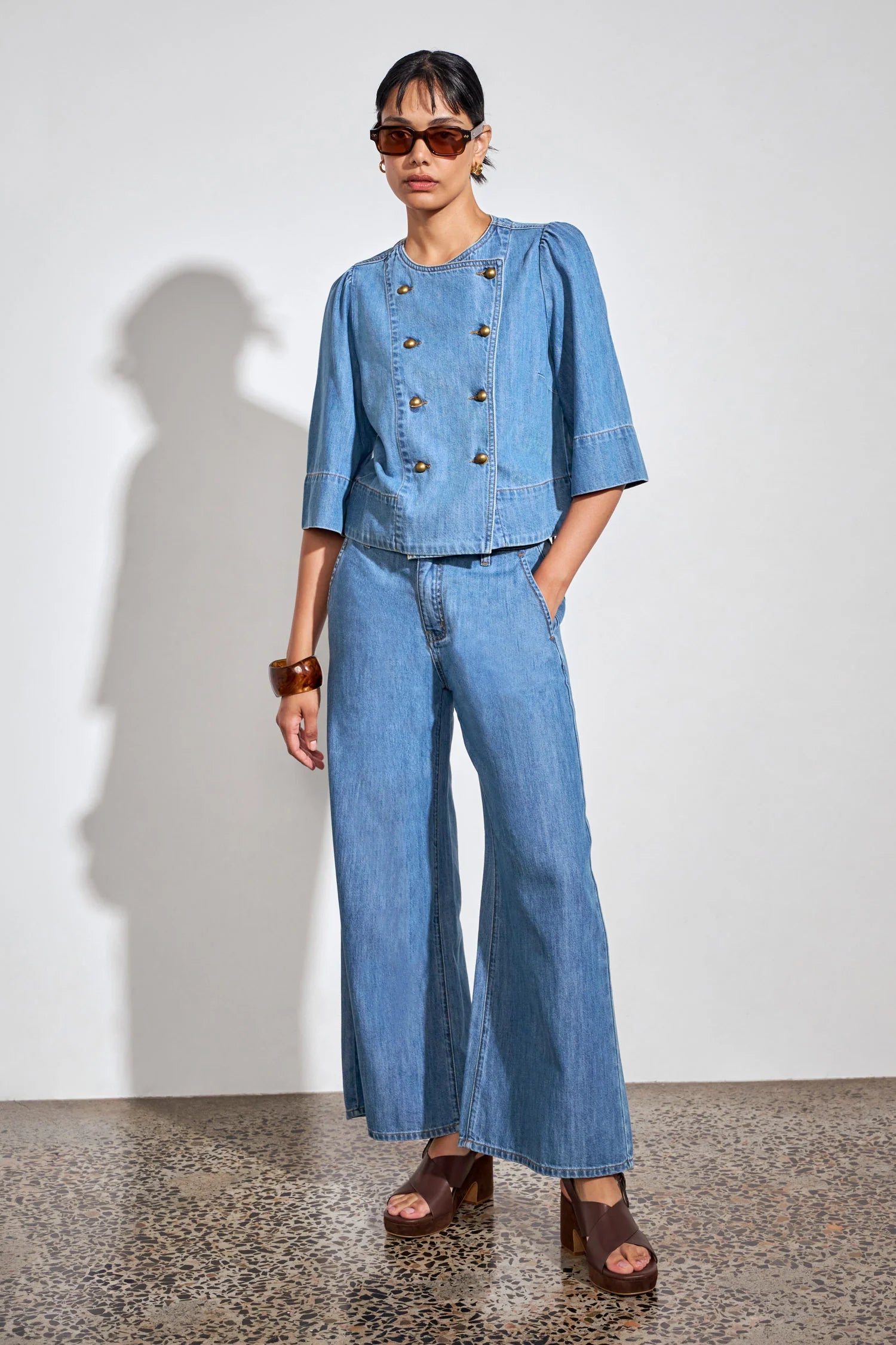 Plunge Jacket Mid Wash Denim