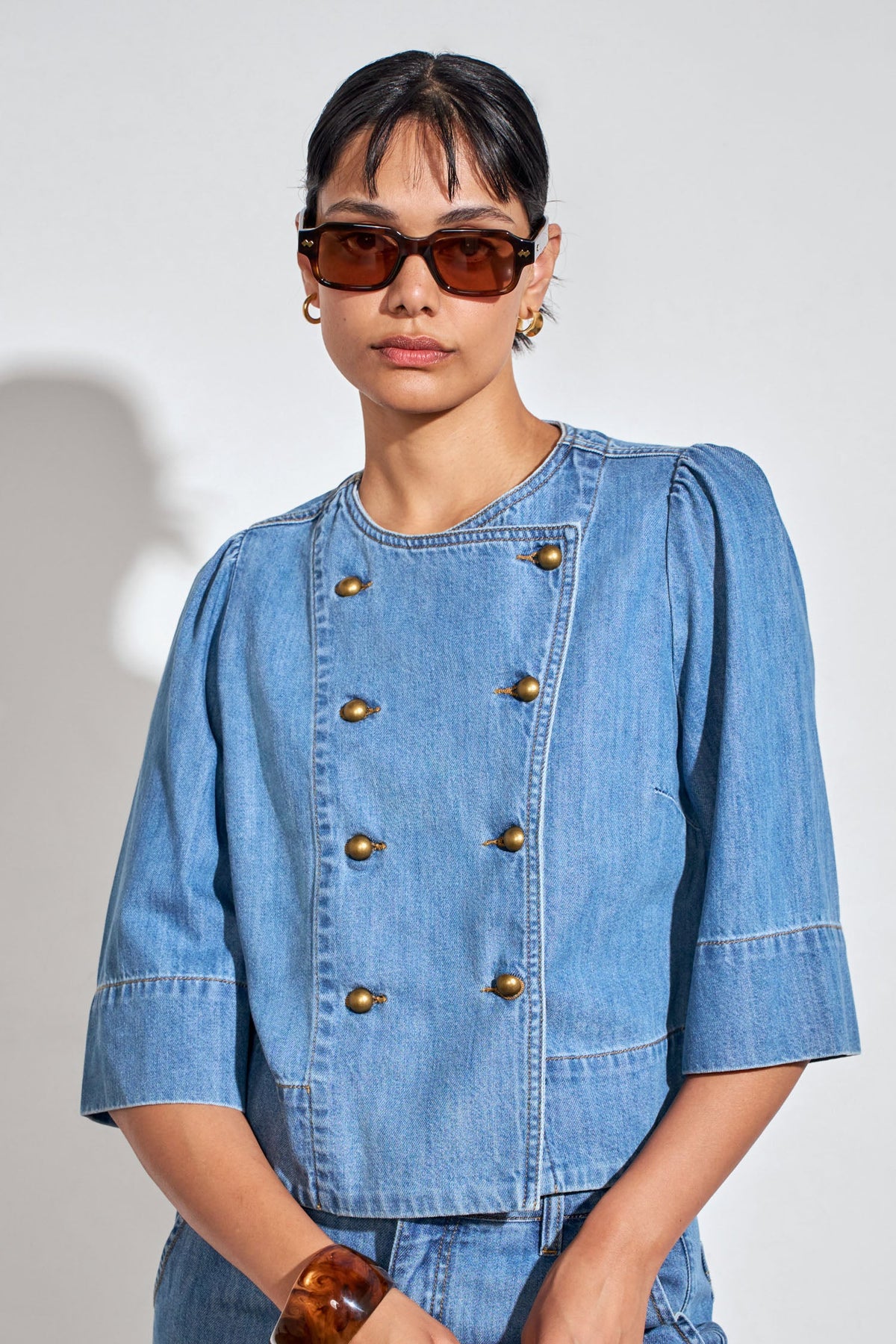 Plunge Jacket Mid Wash Denim