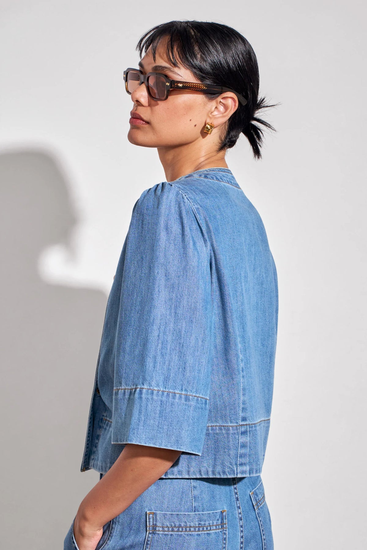 Plunge Jacket Mid Wash Denim