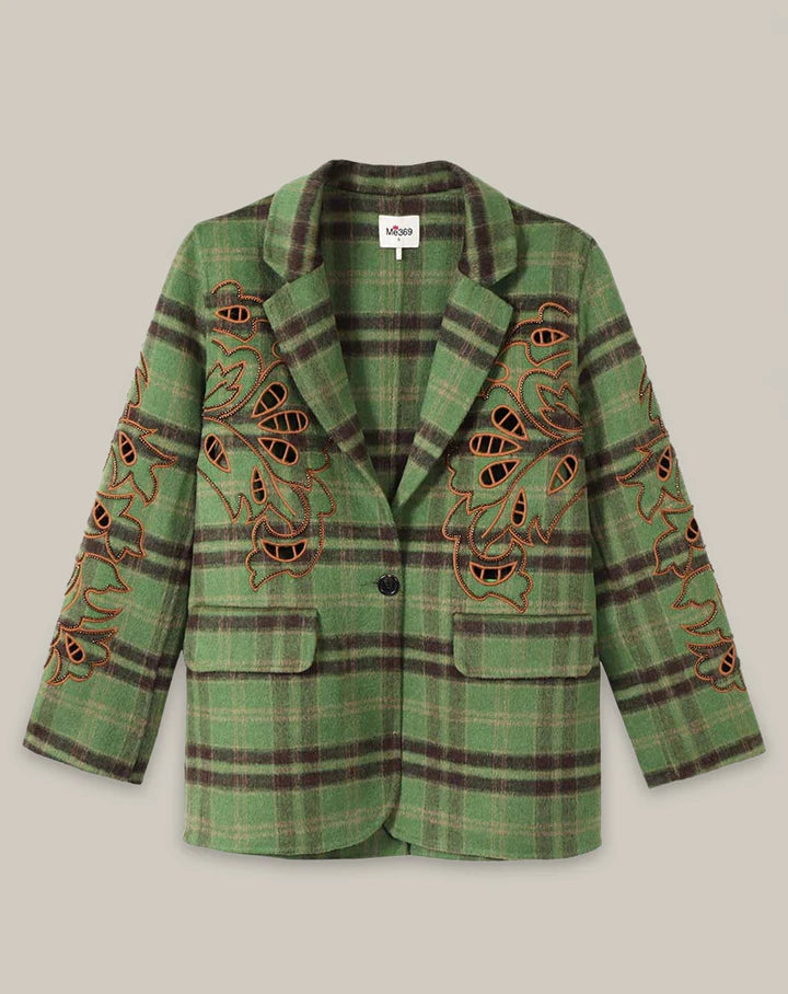 KINSLEY EMB WOOL JKT GRN