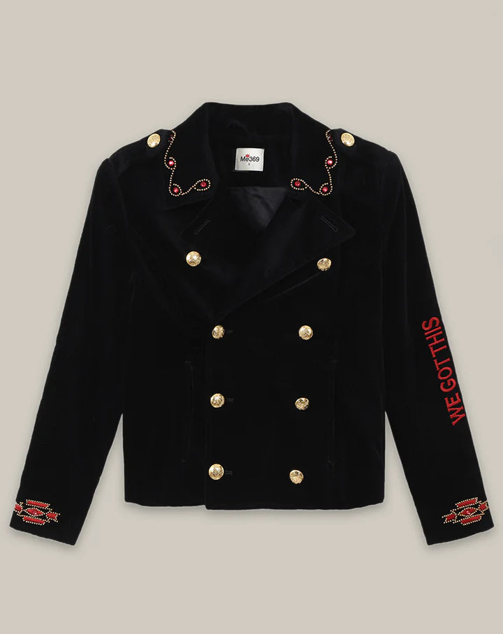 DAPHNE VELVET DBL BR JKT BLK