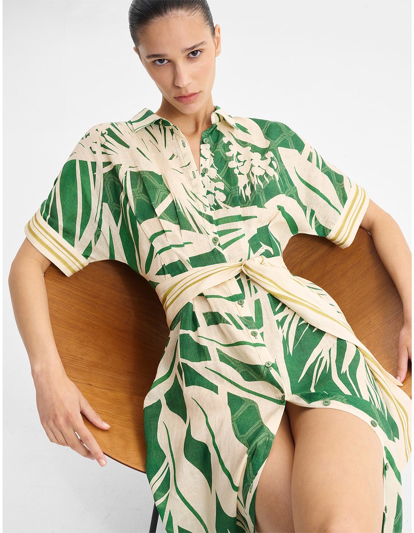 Sorrento Linen Shirt Dress Print