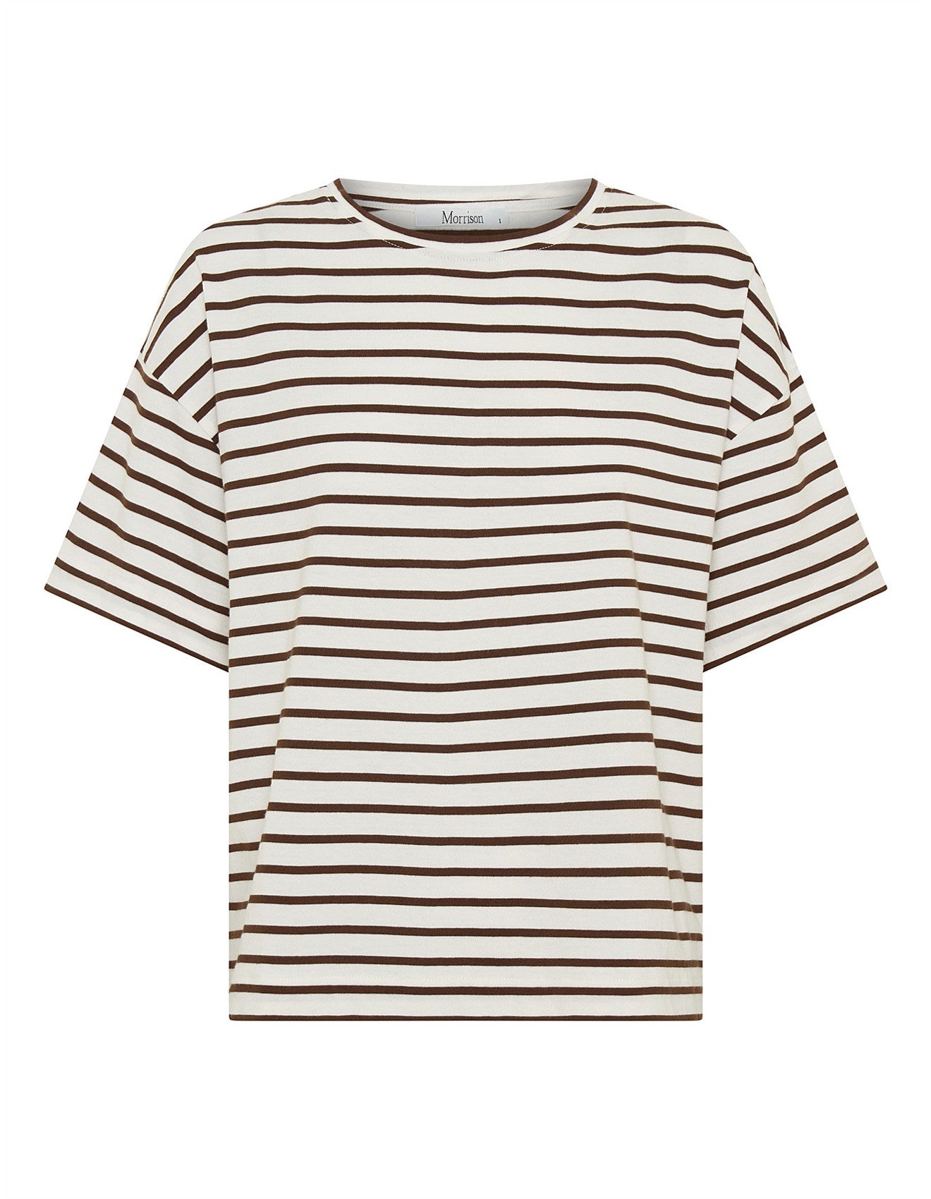 Archie Stripe Tee Mocha/White