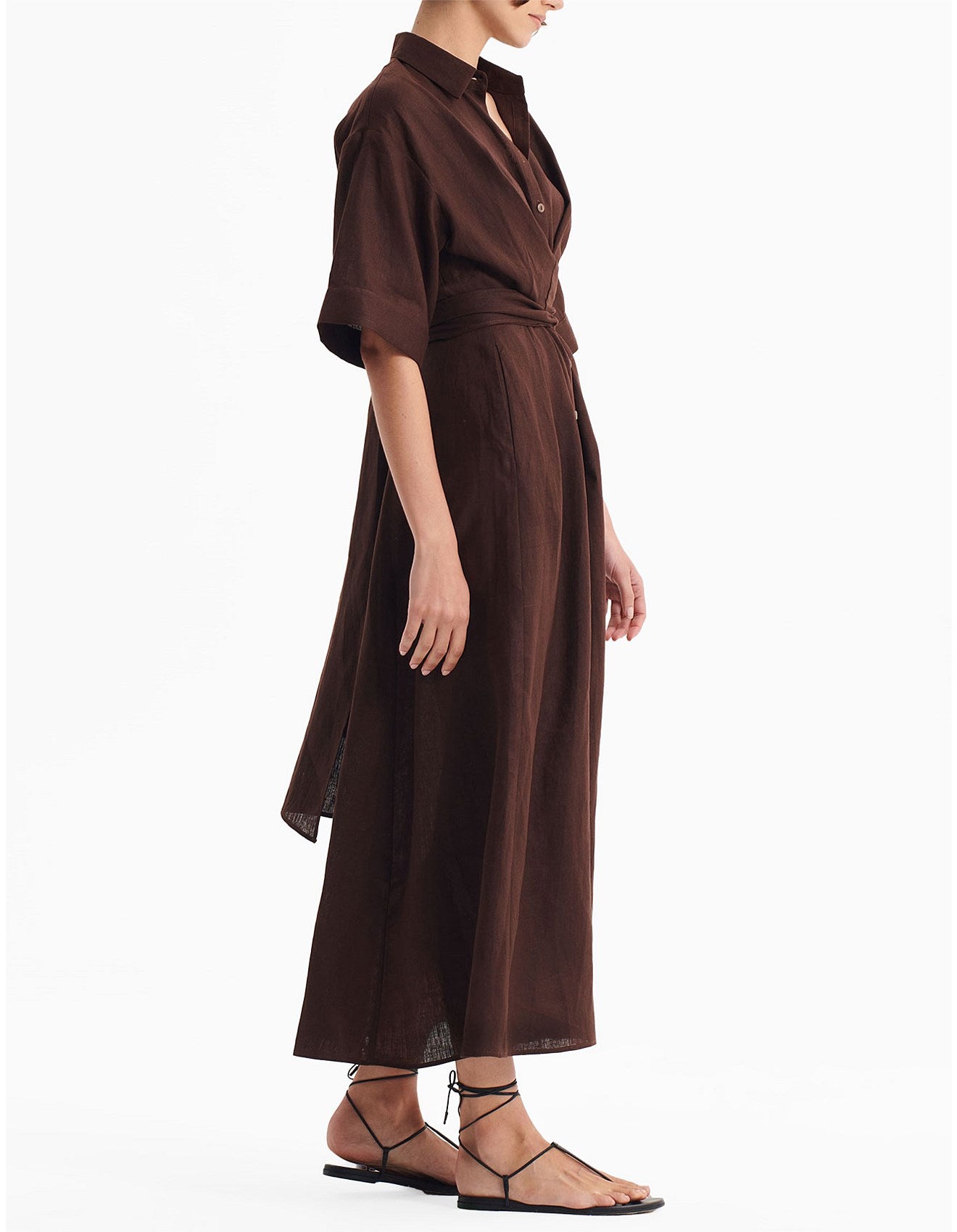 Harriet Linen Dress Chocolate