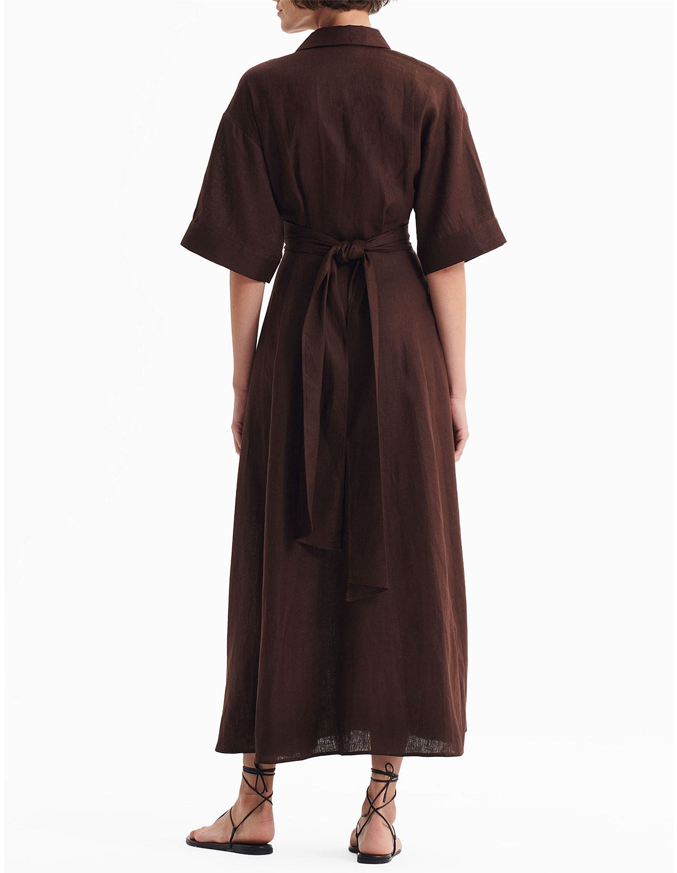 Harriet Linen Dress Chocolate
