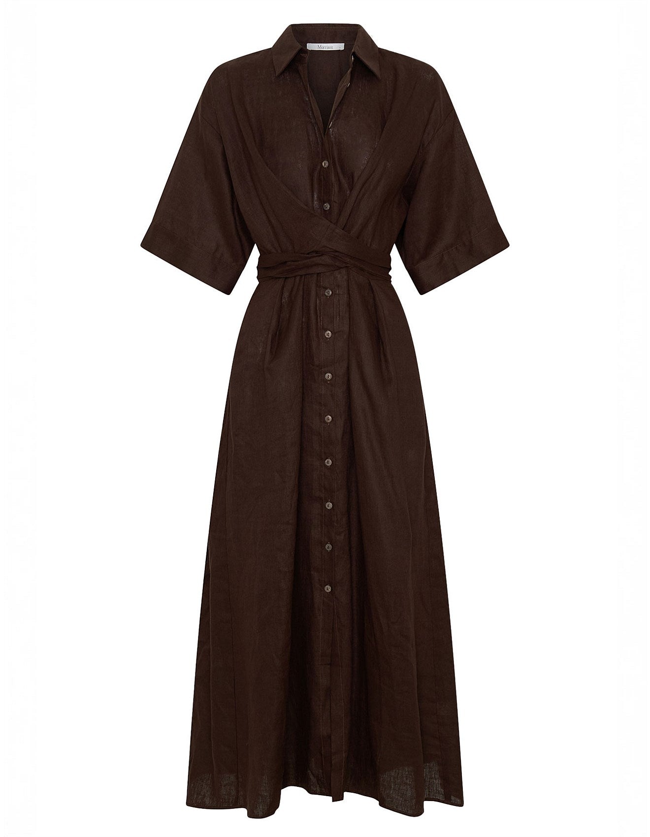 Harriet Linen Dress Chocolate