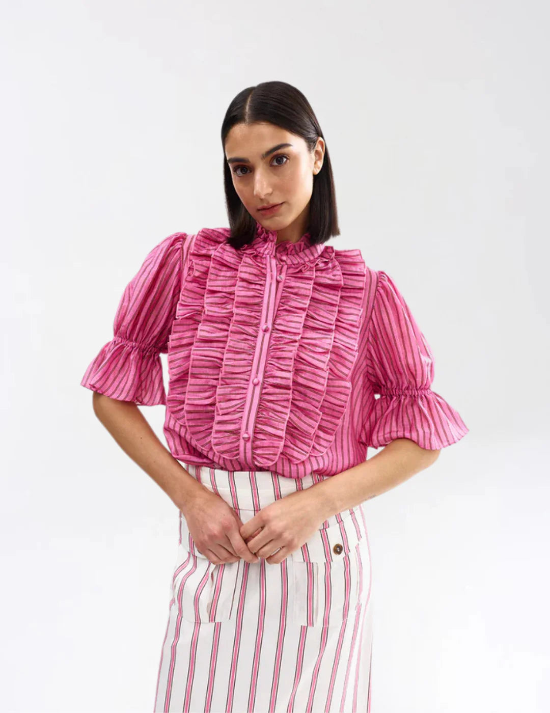 Leonie Blouse Poppy Bark Stripe