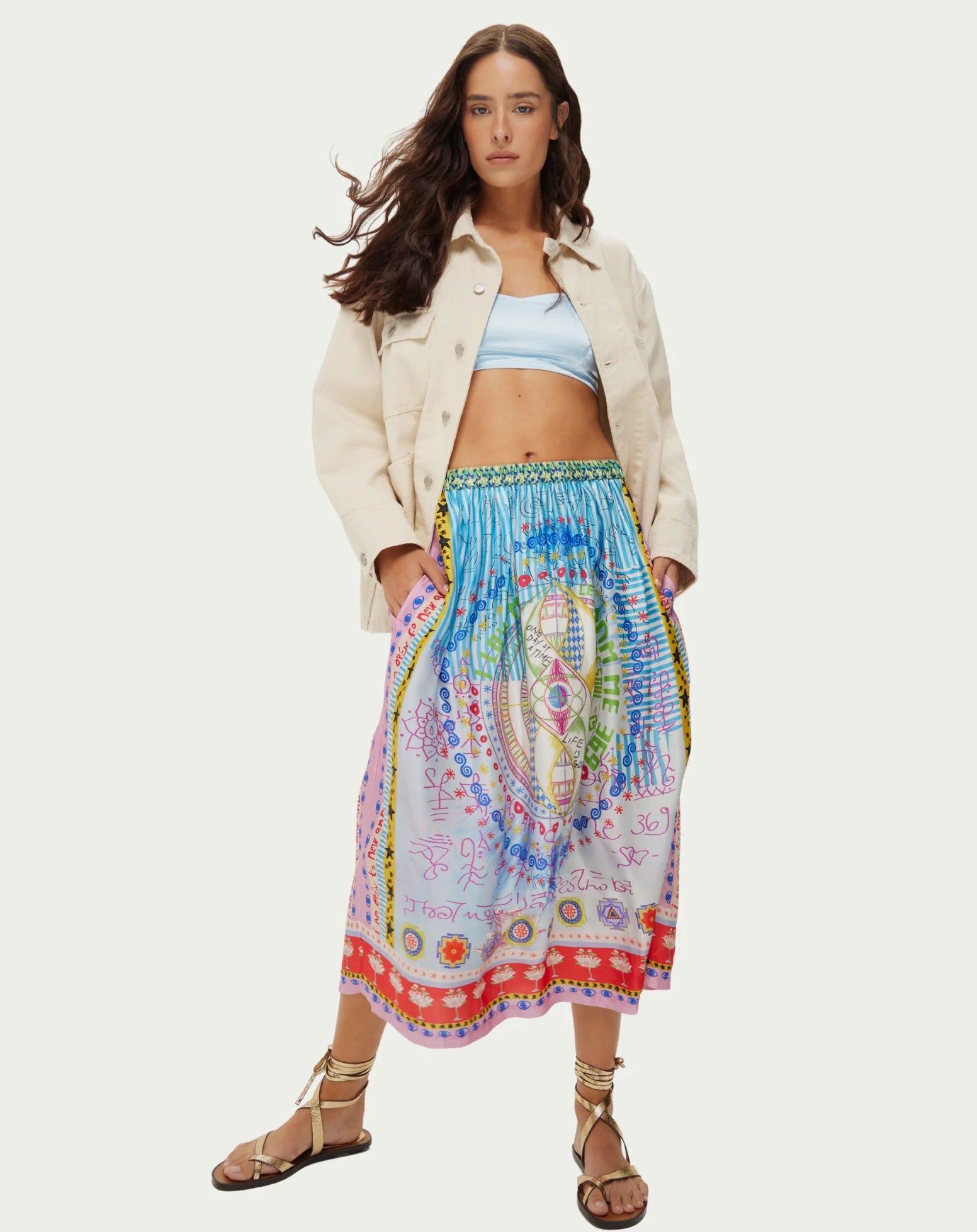 Vanessa Printed Midi Skirt Runic