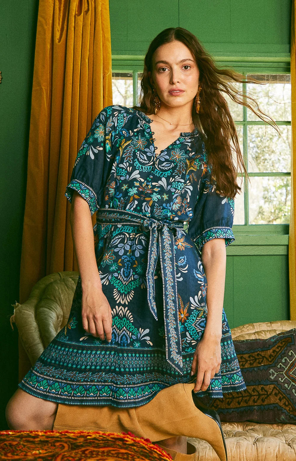 Sage Short Sleeve Dress Short