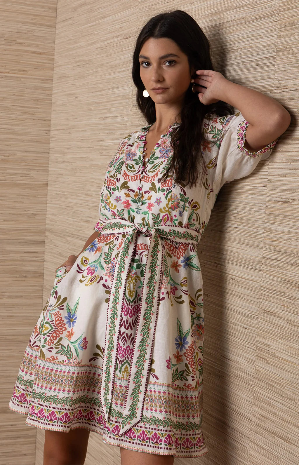 Sage Short Sleeve Dress Short