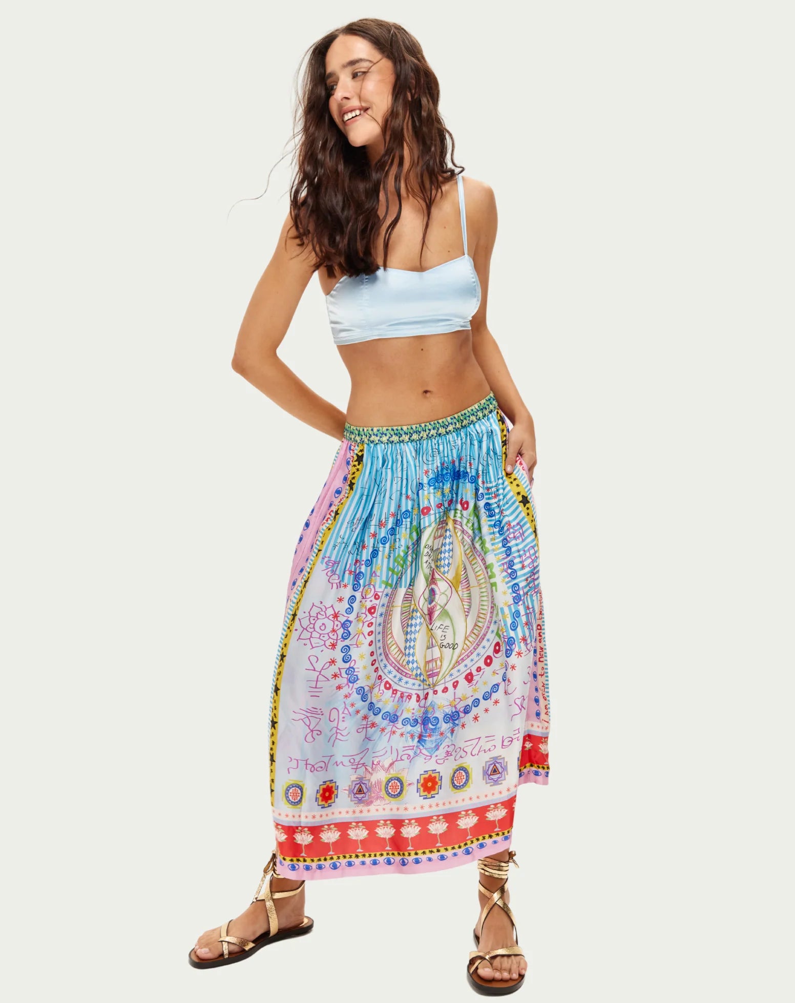 Vanessa Printed Midi Skirt Runic