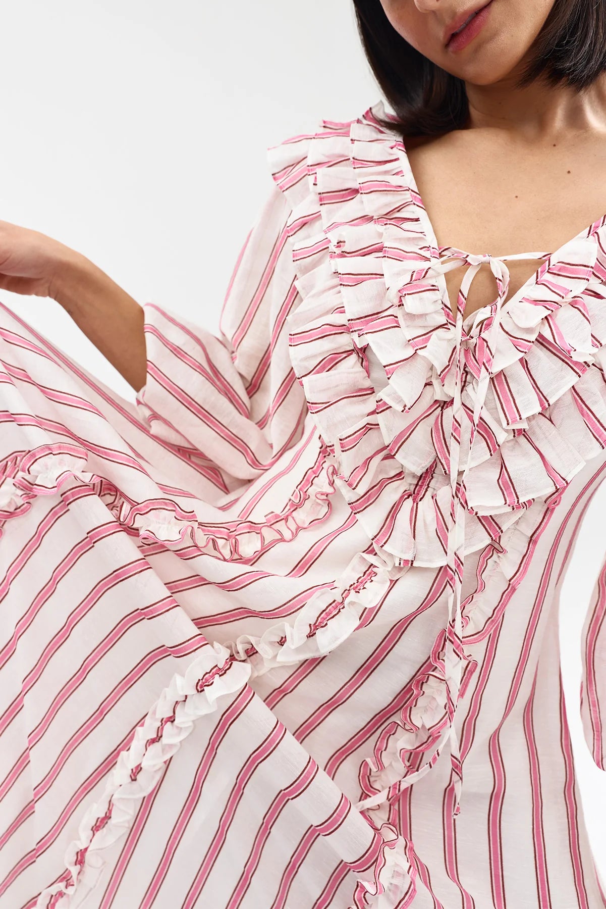 Long-Sleeve Bianca Dress Poppy Antique Stripe Pink