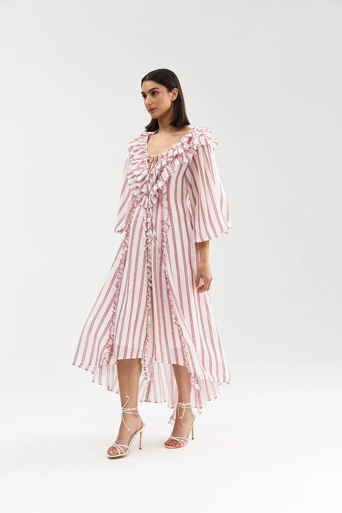 Long-Sleeve Bianca Dress Poppy Antique Stripe Pink