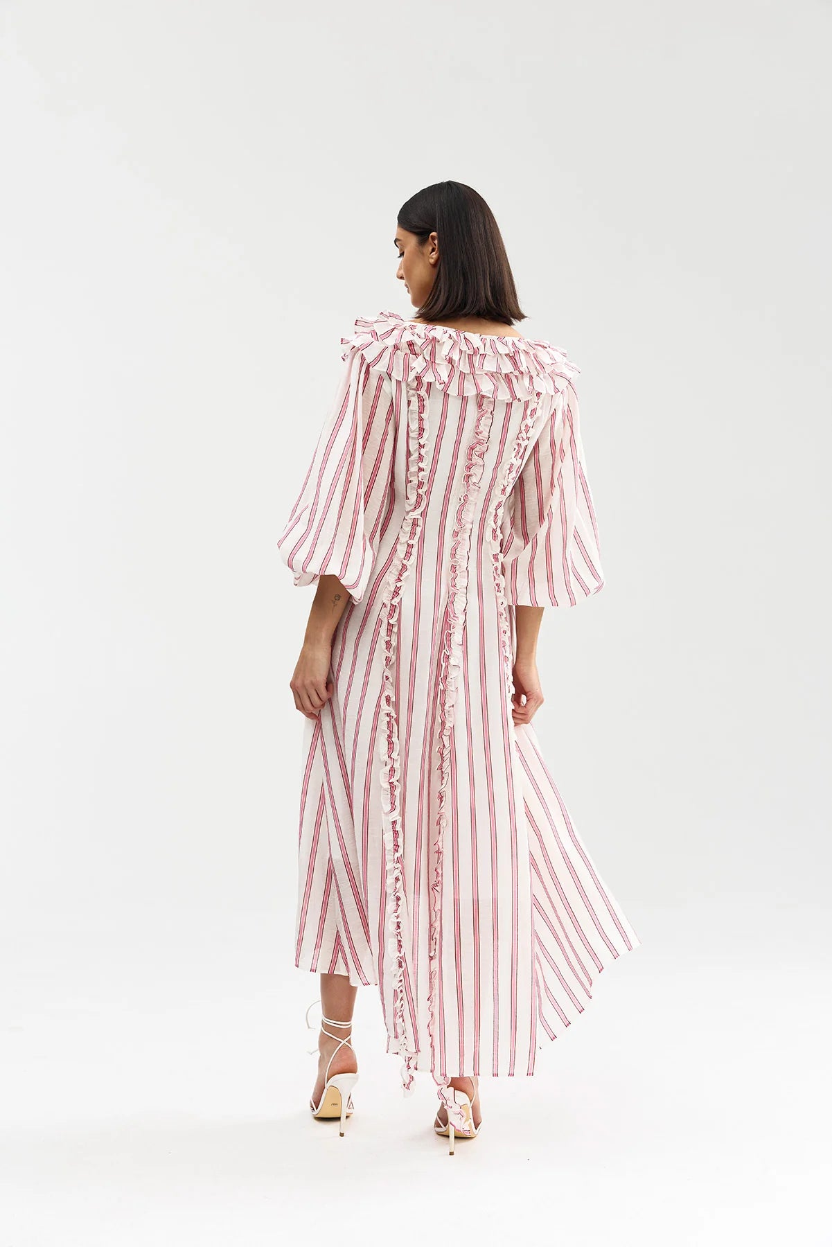 Long-Sleeve Bianca Dress Poppy Antique Stripe Pink