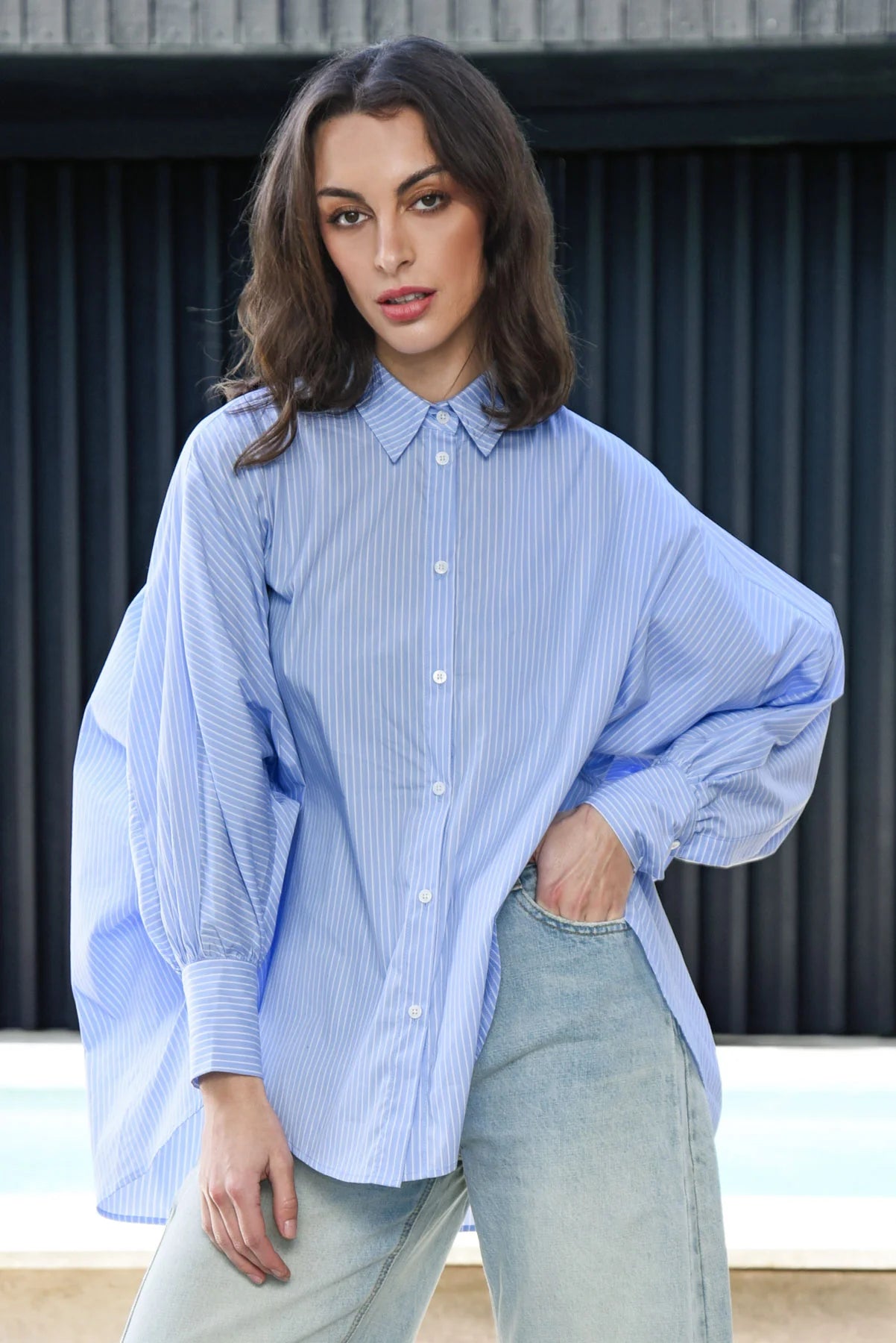 LIVING THE DREAM SHIRT BLUE STRIPE