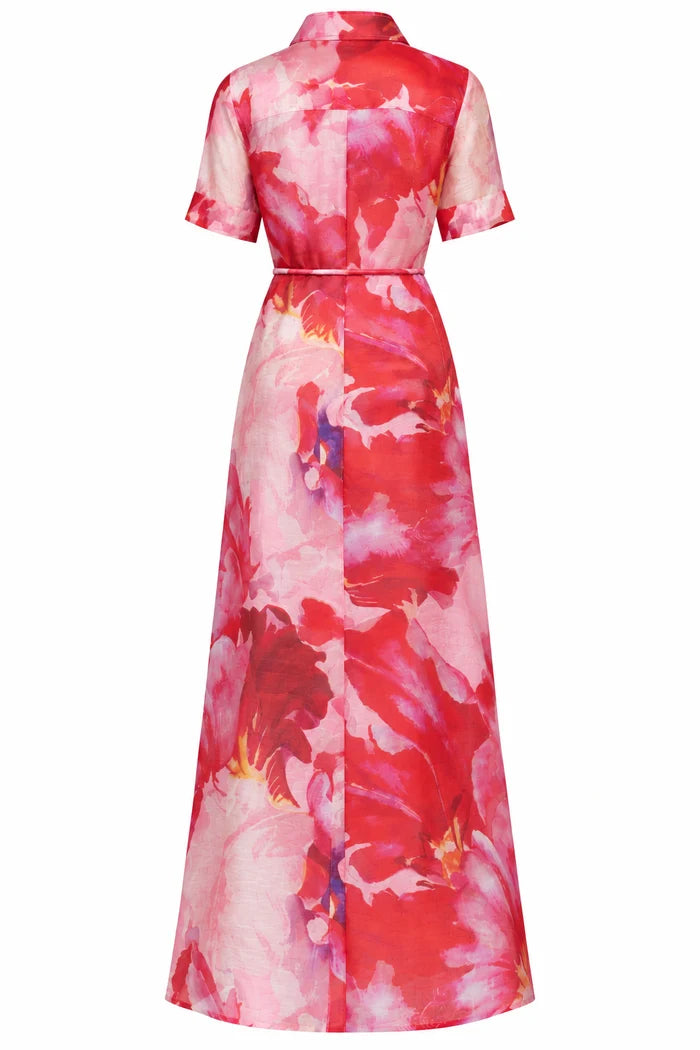 Ina Maxi Shirt Dress Pink Red Floral