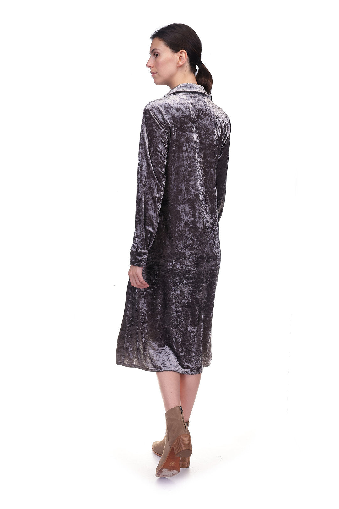 Crushed Velvet Shirt Dress