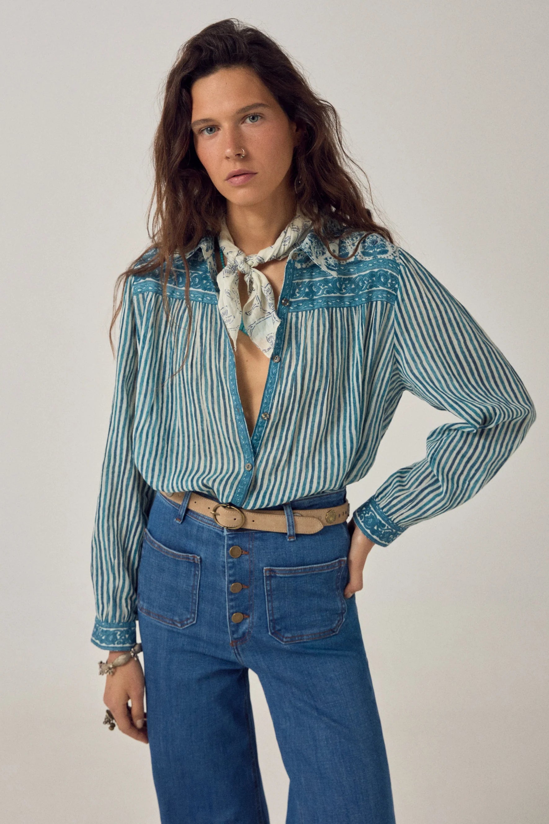 Maria Shirt Mediterranean Stripes Blue Ink