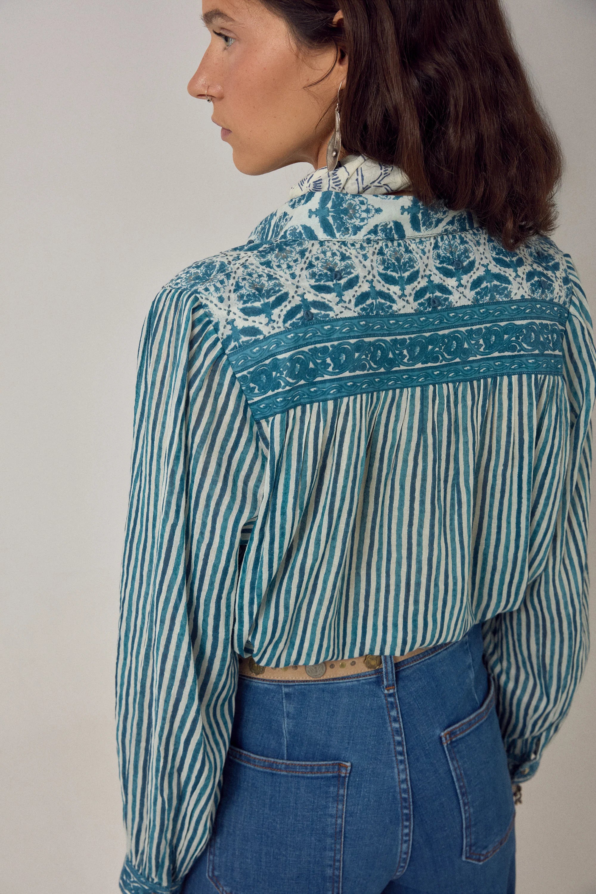Maria Shirt Mediterranean Stripes Blue Ink