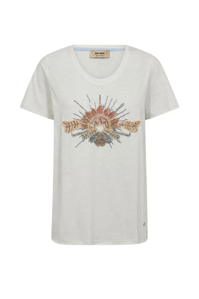 Tonia SS Glam Tee Ecru