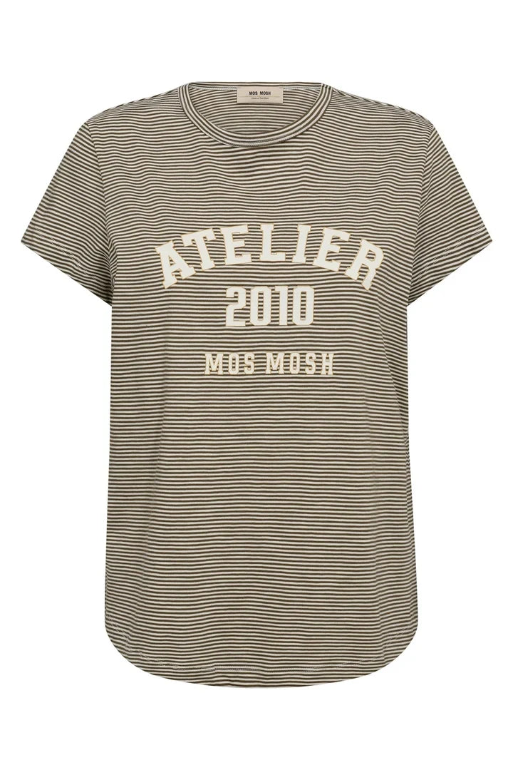Camp O-SS Stripe Tee Burnt Olive