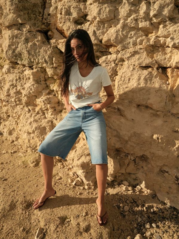 Tonia SS Glam Tee Ecru