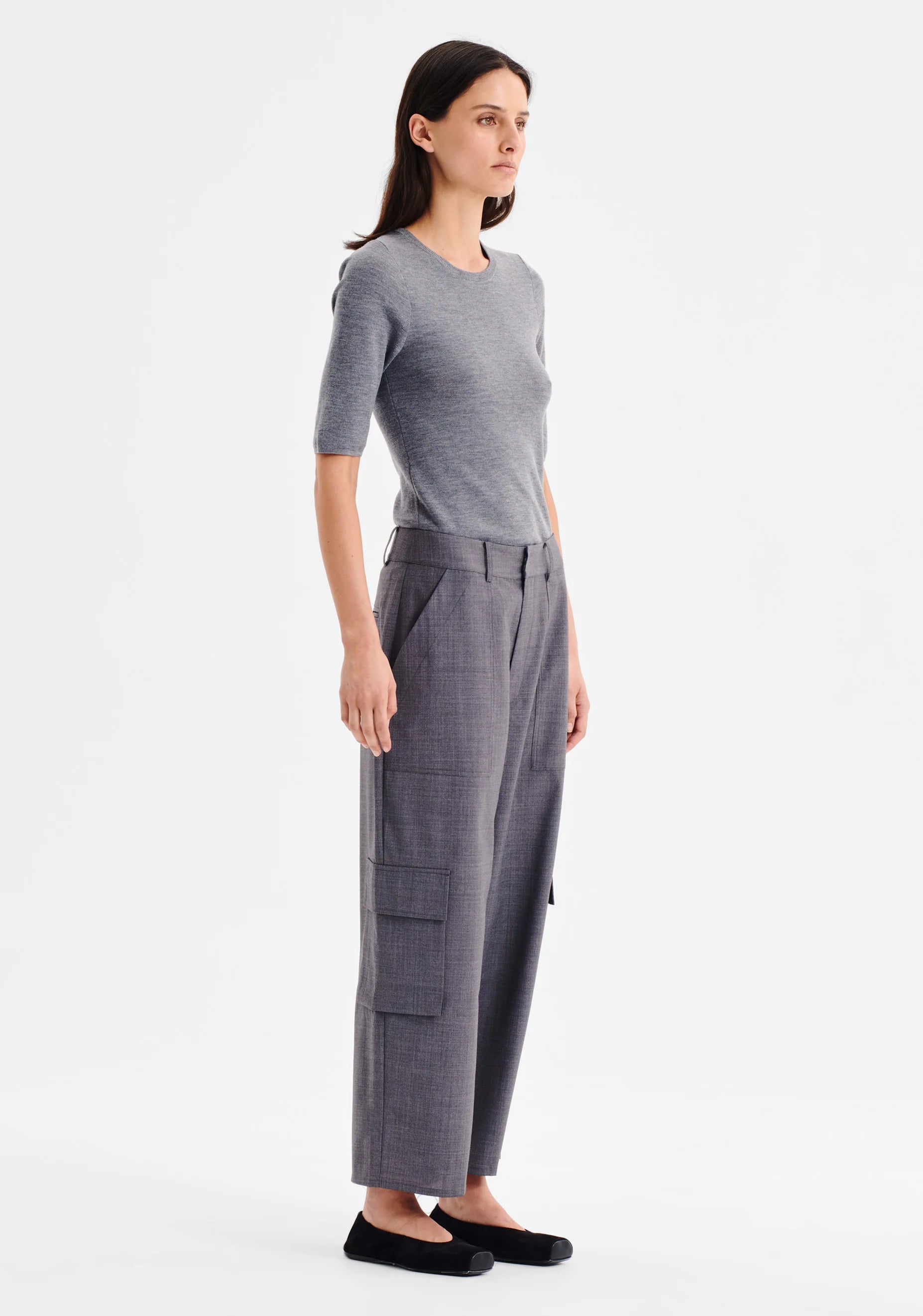 Talia Merino Knit Tee Grey Marle