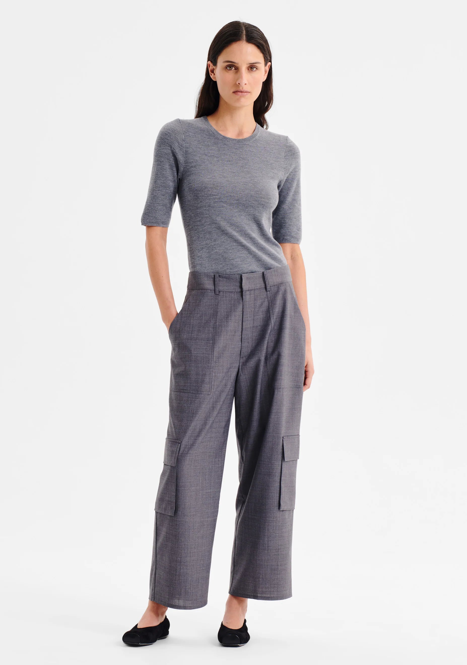 Talia Merino Knit Tee Grey Marle