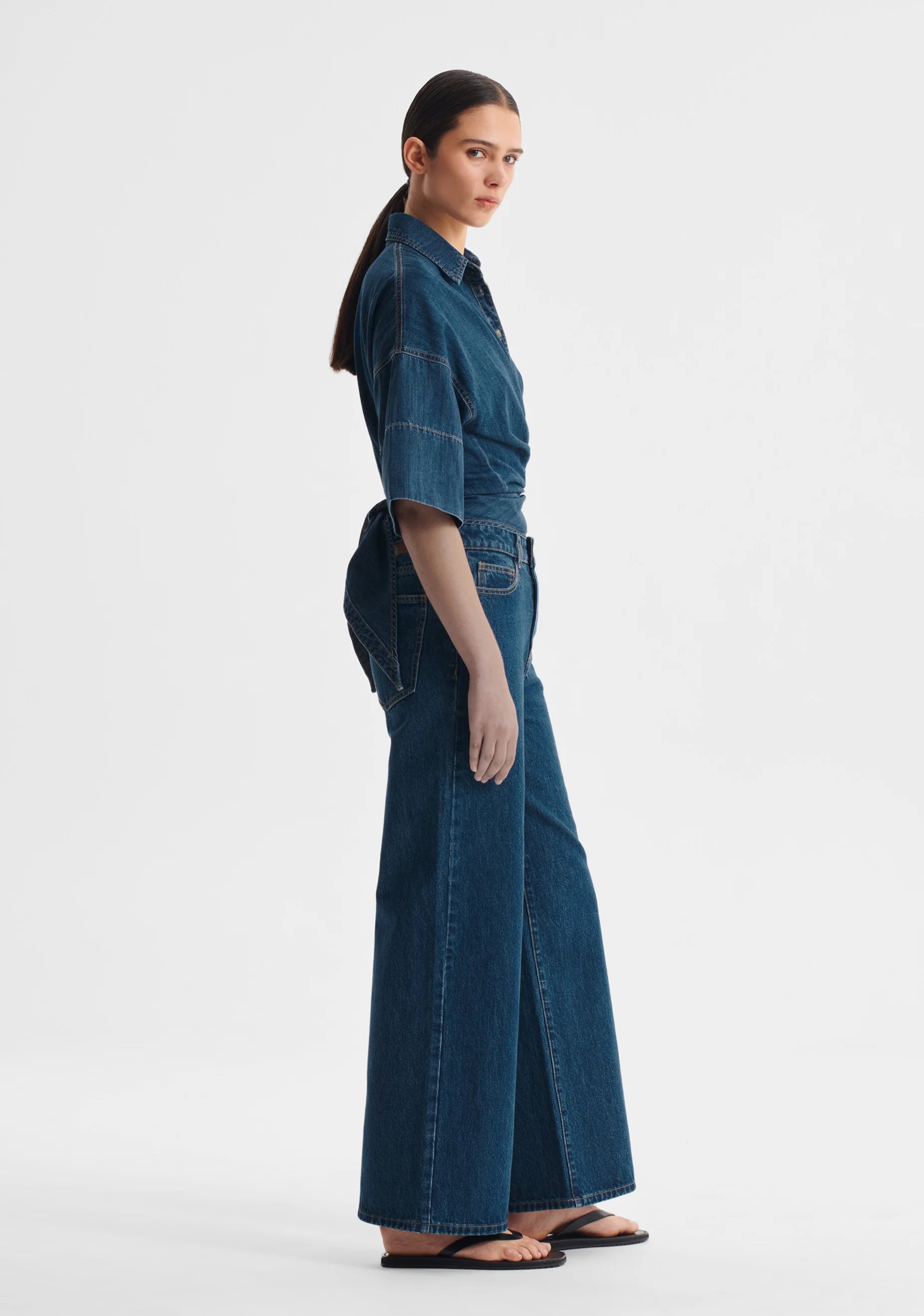 Tatum Denim Wrap Shirt Blue