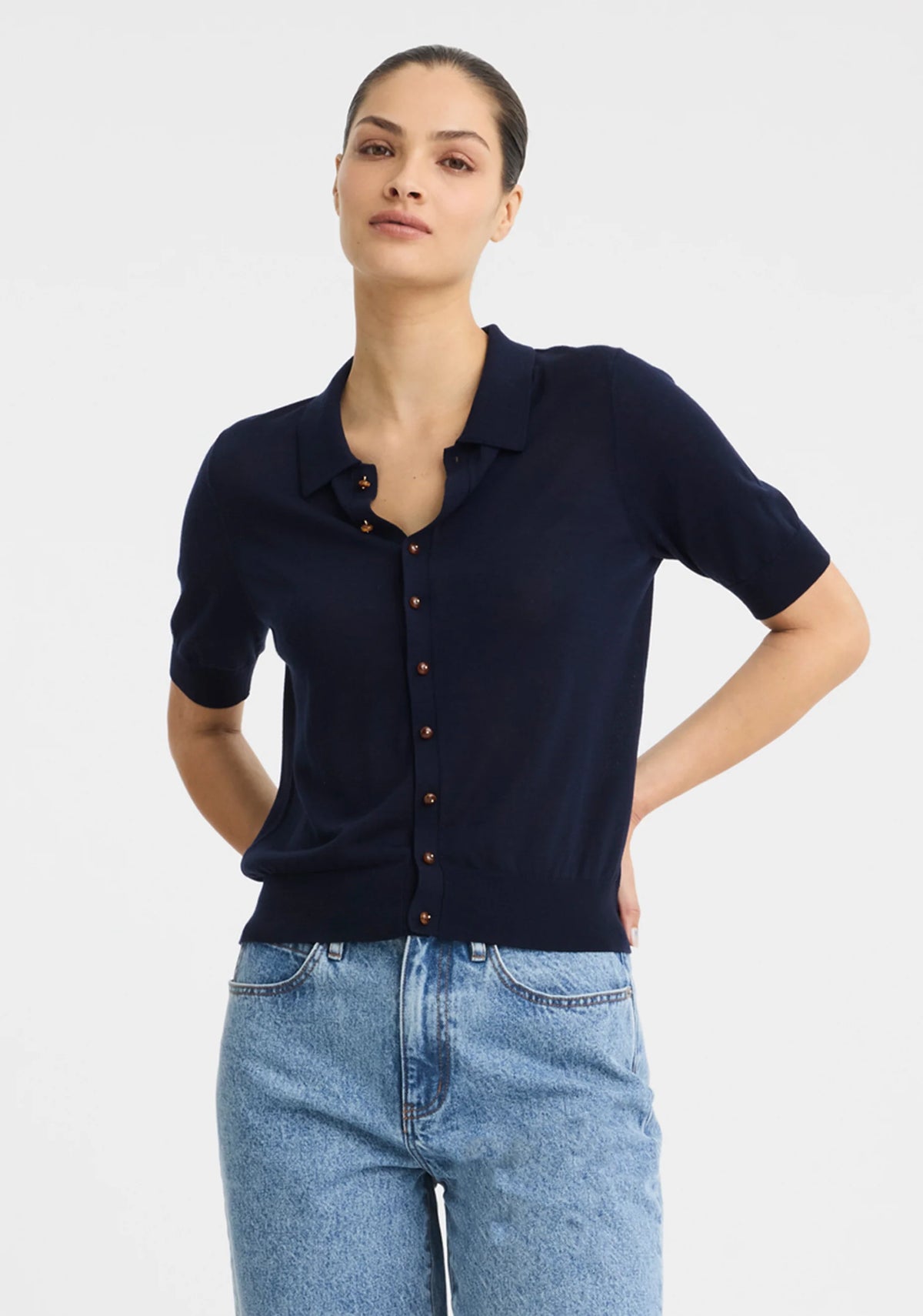 Micah Knit Cardigan Navy
