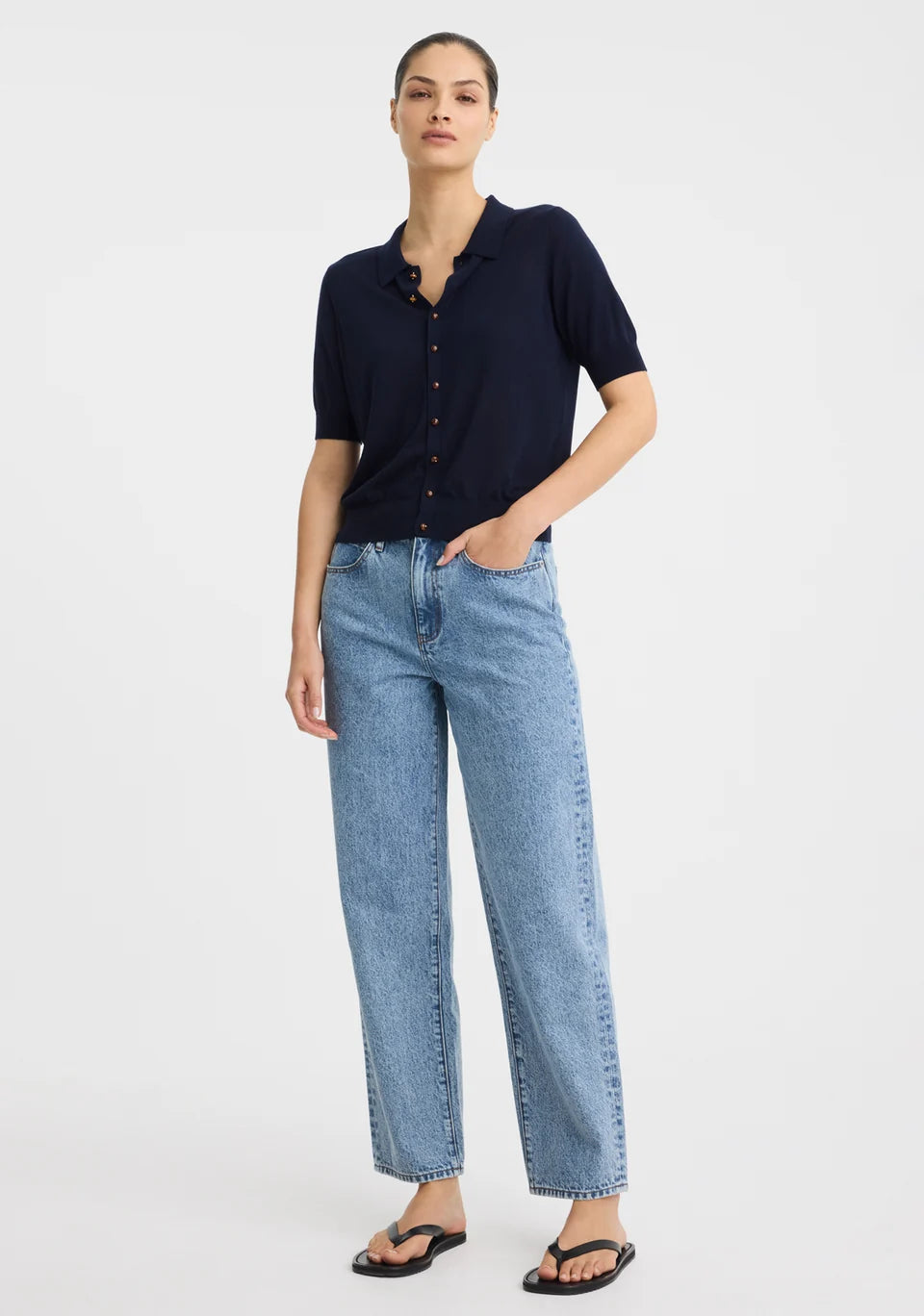 Micah Knit Cardigan Navy