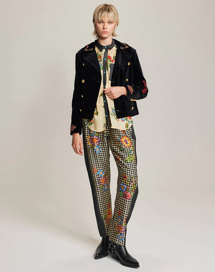 DAPHNE VELVET DBL BR JKT BLK