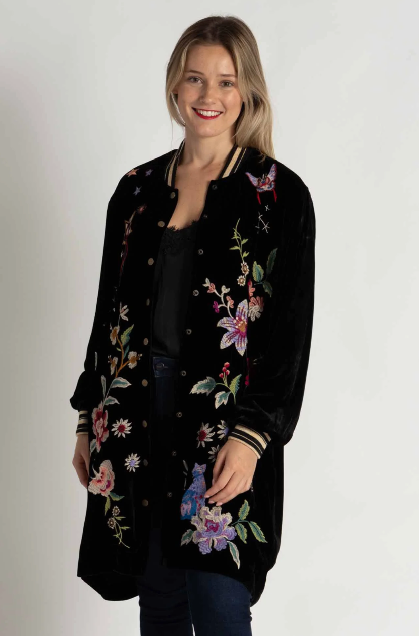 Long Velvet Bomber Jacket in Collette