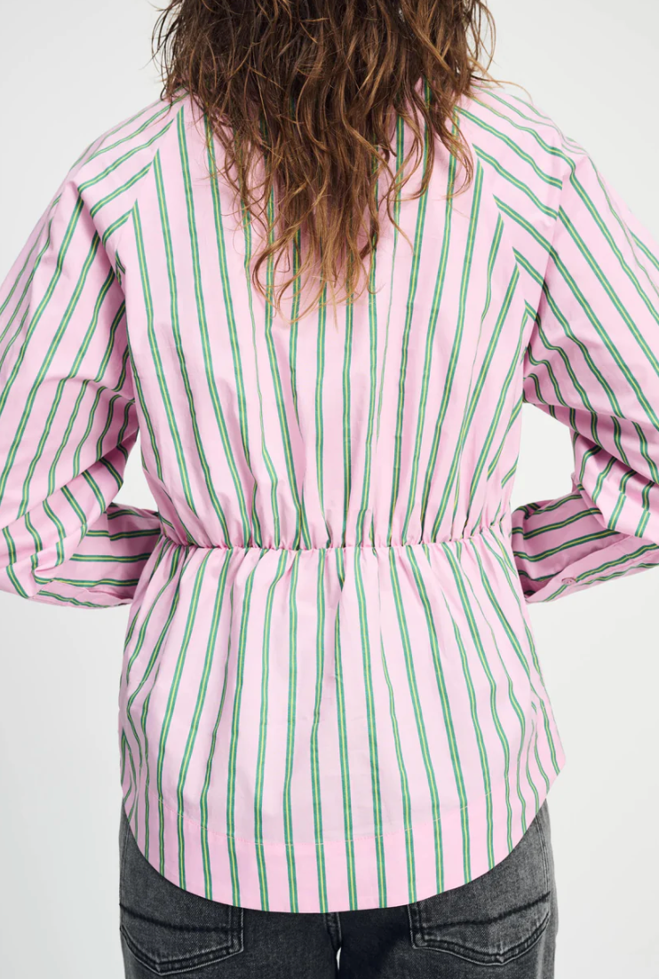Stripe Poplin Rose Pink Blouse