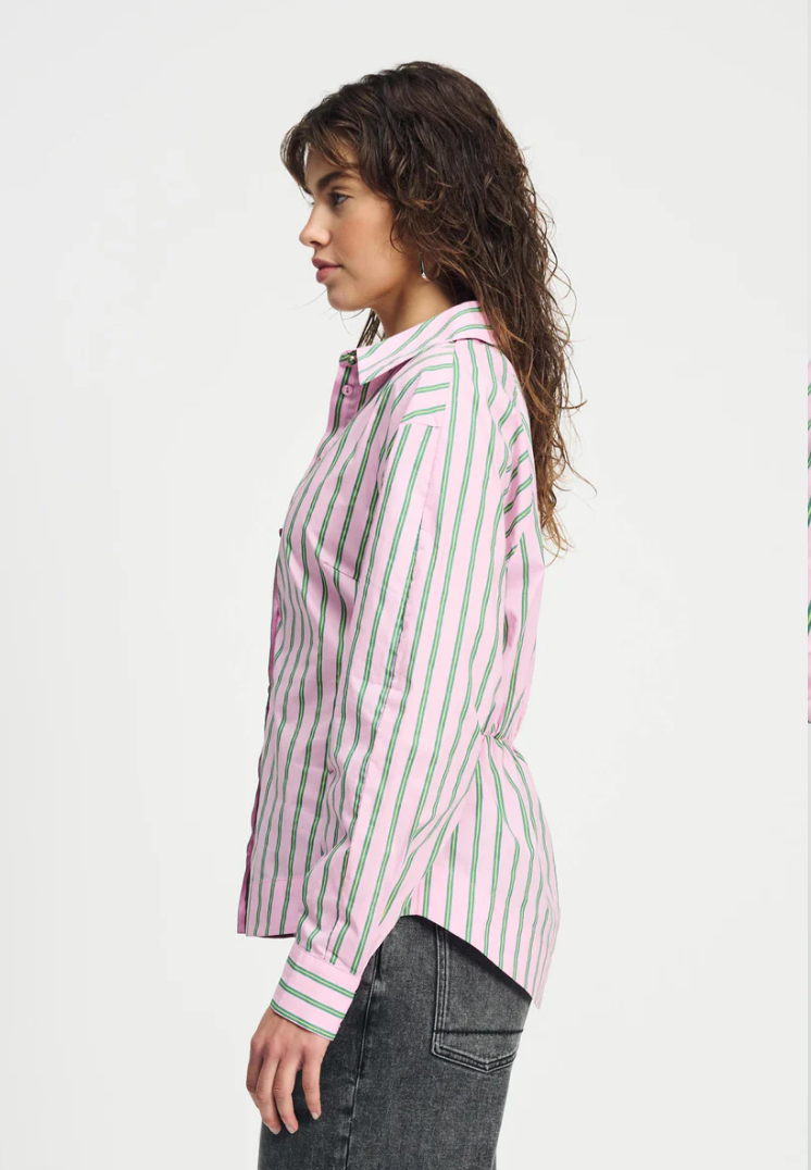 Stripe Poplin Rose Pink Blouse