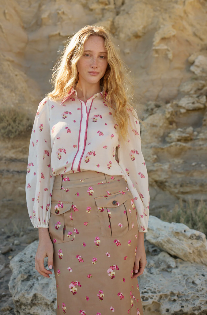 Lillian Skirt in Mocha Phalae