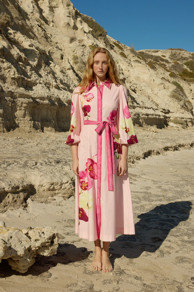 Lucille Dress in Icing Phalae